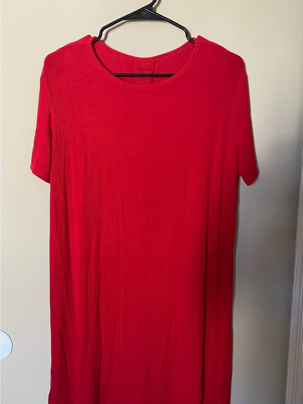 Cozy Earth Red Short Sleeve T-Shirt Dress - Size XS